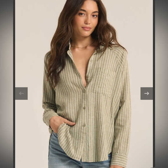 Striped linen blend oversized shirt Zara new with tag - Picture 3 of 3